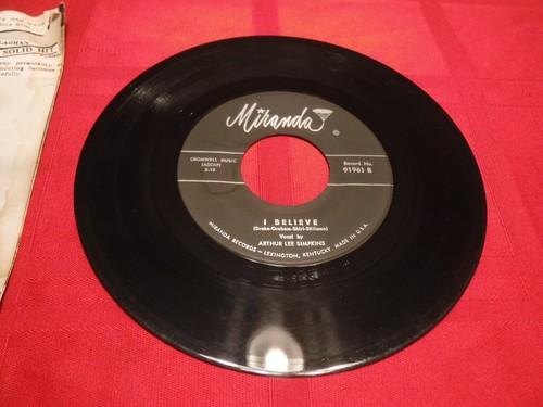 Arthur Lee Simpkins 7" 45 RPM 1960 Shine Miss Liberty Shine I Believe Miranda - Foto 6 di 8