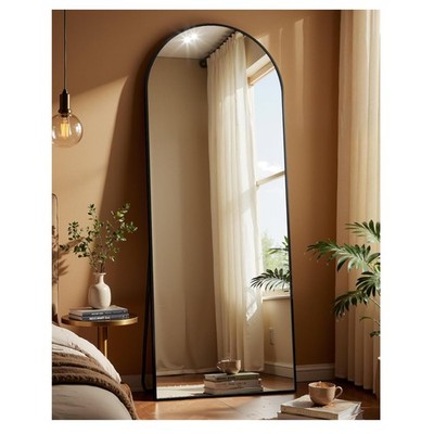 Ganzkörperspiegel Schwarz 180x66cm Bodenspiegel Wandmontage moderner Stil