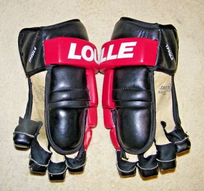 Gants De Hockey Vintage Louisville MVP - Cuir Noir, Paumes Blanches - Taille 12" (30cm)