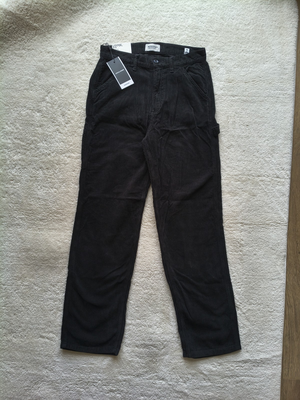 Pantalón Jack and Jones Negro Carpintero Pana Estilo Trabajador Talla W29 L32 Nuevo