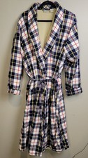 LL Bean Fleece Lined Flannel Robe Mens XL Tall Multicolor Plaid Lounge Bath