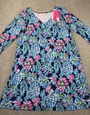 Lilly Pulitzer Kaisley Dual Neck XL Dress High Tide Navy Pineapple Paradise NEW