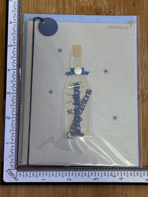 Papyrus Greeting Card Graduate Graduation Bottle with Congratulations Cork Blue