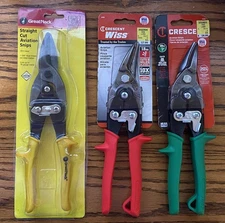 3 pairs Crescent  Aviation Snips,  18 ga.  (2) Wiss & (1) GreatNeck