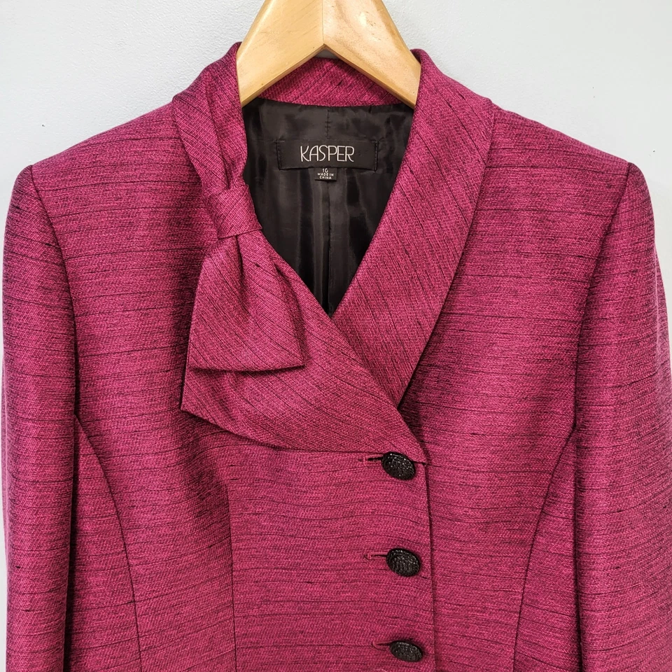 Traje de mujer Kasper de 3 piezas talla 10 pantalones y chaqueta talla M blusa sin mangas rosa y azul Foto 4 de 4