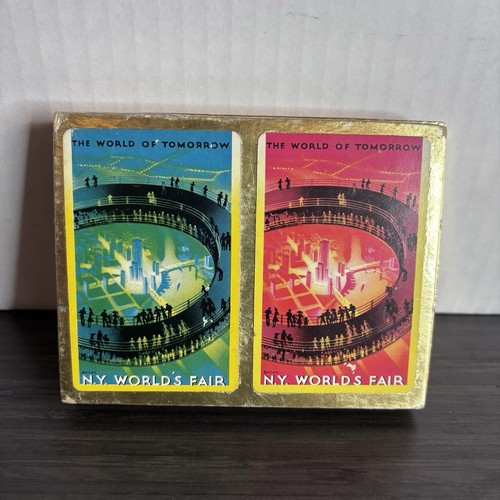 Vintage The World Of Tomorrow NY Worlds Fair Souvenir Playing Card Double Deck - Picture 3 of 8