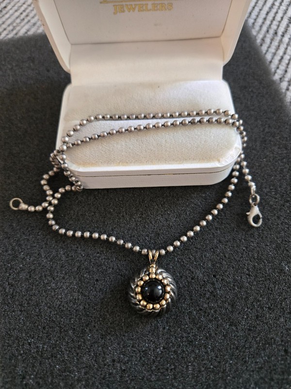 Vintage SJC Pendant Necklace Signed SJC Round Bead Necklace