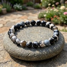 Orca Agate Beaded Bracelet 8mm Grounding Energy Stone Mindfulness Yoga Jewelry
