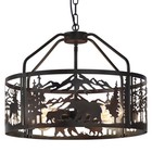 Rustic Farmhouse Ceiling Light Fixtures -Bear Deer Design, 4-Light Adjustable...