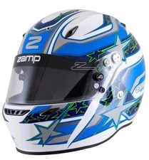 ZAMP ZR-72 HELMET— WHITE/BLUE/GREEN GRAPHIC- H778C31L—SA2020- SZ: LARGE— NEW
