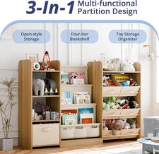 Kids Toy Book Storage Organizer Large Bookshelf with 7 Removable Bins Baby NEW