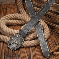 Western Faux Leather Belt 3.8cm Metal Buckle Casual Jeans Unisex Waist Belts