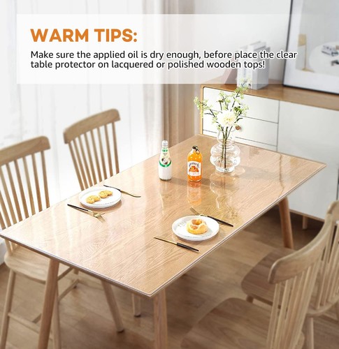 Plastic Dining Table Cover, Clear Table Pad Desk Chair Mat Tablecloth Protect... - Picture 6 of 7