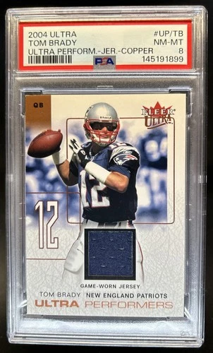 2004 Fleer Ultra Tom Brady Performers Game Used Copper Jersey #UP/TB PSA 8