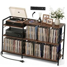 50 Inch Large Record Player Stand with Vinyl X-Large Rusticbrown