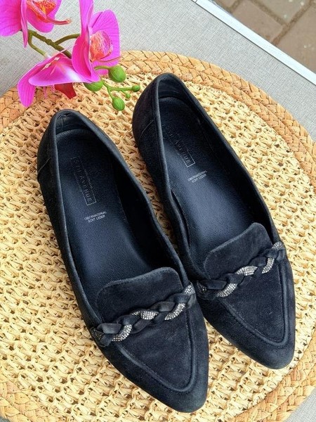 Women 5th Avenue Loafers Black Suede 39