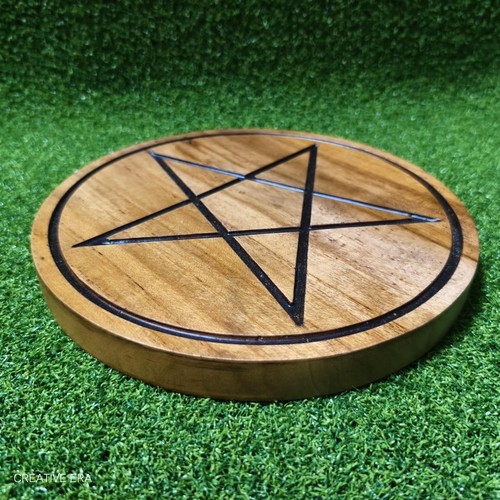 Solid Ash Wood Wiccan Pentacle Paten Altar Tool Pentagram Plate - Picture 9 of 11