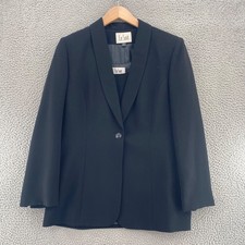 Le Suit Blazer Set Womens 14 Black Shawl Lapel Button Up Shell Top Office Career