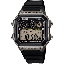 Casio Men  s Digital Illuminator Black and Grey Digital Watch - AE-1300WH-8AV