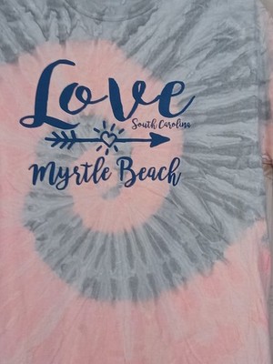 Unique Seahorse Tail T Shirt Women's SZ M Love Myrtle Beach Pink Tie Dyed