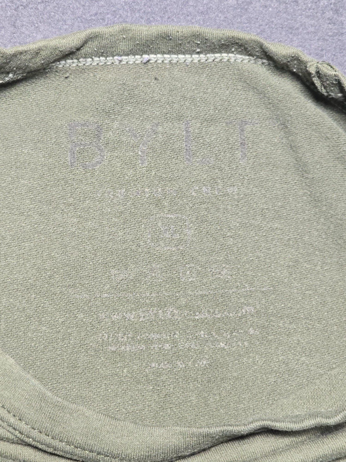 BYLT Basic Tee Large Split Hem Luxe Green Short S… - image 3