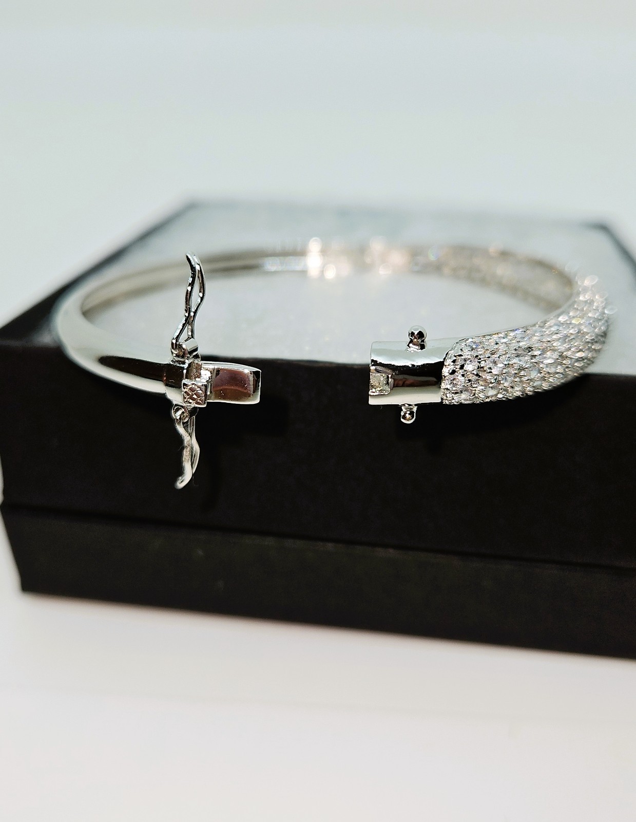 Sterling Silver Pave Setting Bangle bracelet - image 9