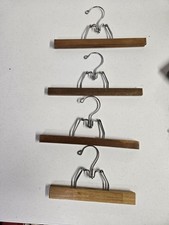 Lot of 4 Vintage Wooden Hangers for Pants Clamp Hangers
