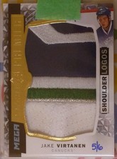 Jake Virtanen 2015-16 UD Premier Mega Patch Shoulder Logo 5/9 Vancouver Canucks