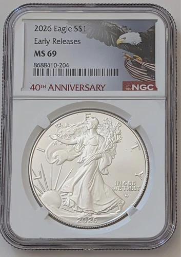 2026 SILVER EAGLE 1OZ NGC MS69 EARLY RELEASES 40TH ANNIVERSARY SKU 8688410-204