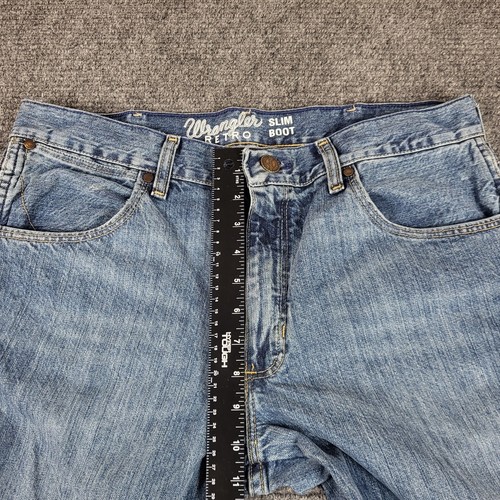 Wrangler Jeans Mens 33x35* Blue Denim Medium Wash Cowboy Cut Bootcut Western - Picture 12 of 14