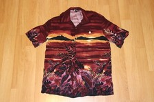 Vintage Alan Stuart Button Up Shirt XL Beach Scenery Graphic Print AOP