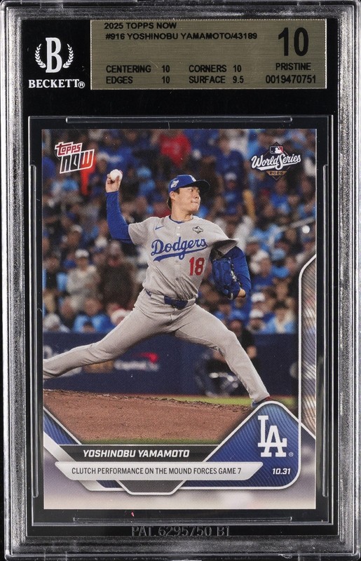2025 TOPPS NOW #916 YOSHINOBU YAMAMOTO BGS 10