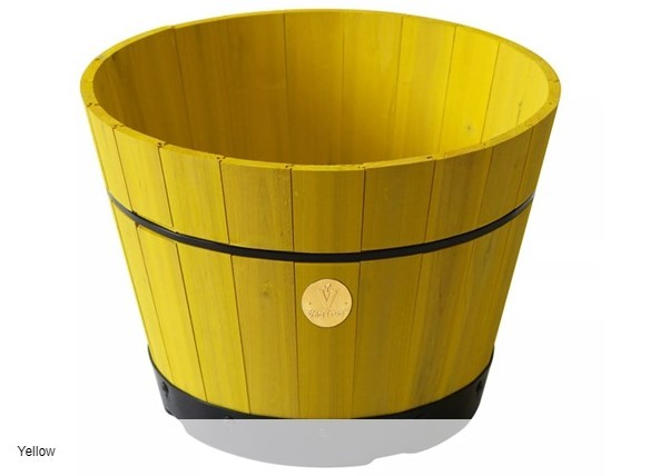 VEGTRUG BUILD A BARREL, УЛИЧНОЕ КАШПО 18, ПЛАСТИКОВОЕ ОСНОВАНИЕ, СРЕДНИЙ РАЗМЕР, ЖЕЛТЫЙ