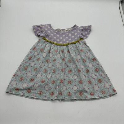 Matilda Jane Good Hart Walloon Lake Pearl Dress Lilac Polka Dot Blue Floral Sz 2