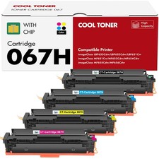 High Yield 067H Toner Cartridge Set for Canon 4 Pack Black Cyan Yellow Magenta