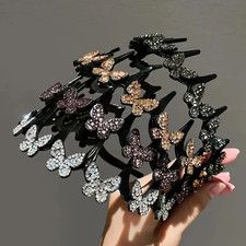 Headbands for Women, 4-Piece Elegant Butterfly Set with Wavy Crystal Design, Lig