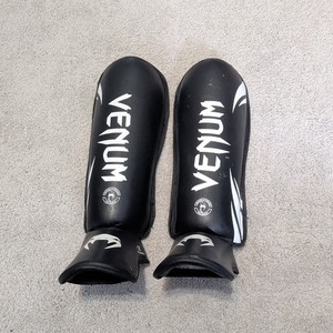Venum Challenger Standup MMA Shin Instep Guards Black & White - Size XL - Used