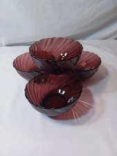 Duralex Amethyst Swirl France Bormioli Rocco French MCM Bowls 4.5" Purple Set 4