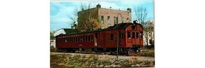 1957 PRR Lambertville NJ Railfan Postcard: Gas Car 4653 Audio-Visual Trip