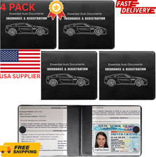 4PCSCar Registration Insurance Card Holder Vehicle GloveBox Organizer WalletCase