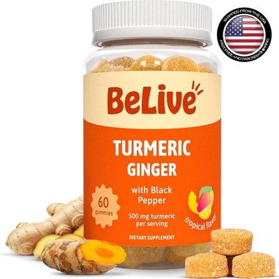 Turmeric and Ginger Gummies - 60 Count for Daily Antioxidant Support & Mobility