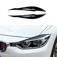 2x Gloss Black Headlight Eyebrow Eyelid Cover For BMW 3 Series F30 F31 2012-2018