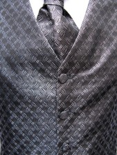 Plastron Krawatte mit Einstecktuch Schwarz 2 teilig