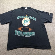 Vintage Miami Dolphins Shirt Mens Large Black NFL Football Graphic Starter 90s