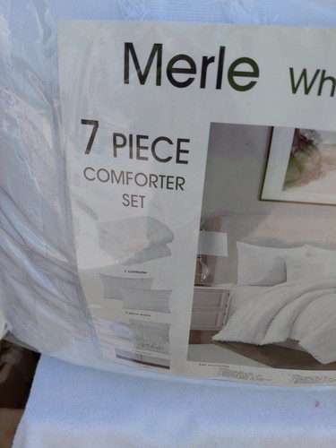 Nanshing 7pc Classic Fring Clipped Merle Comforter Set White California King - Picture 8 of 13