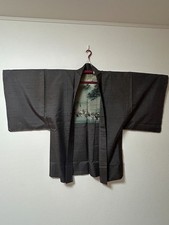 Japan Kimono men's Haori Black with landscape painting pattern Pre-owned