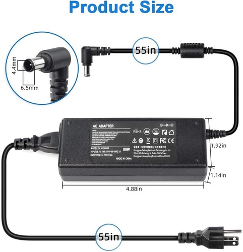 Alimentatore caricabatterie 19 V 4 A per LG Electronics 20" 20M37A 20MP37A 20M38A 20M45A - Foto 2 di 12