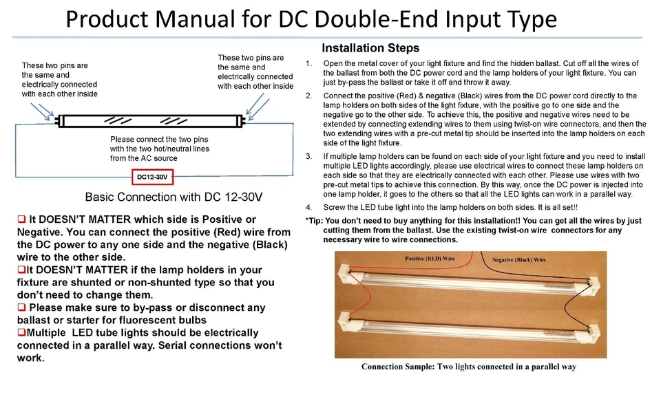 12/24V -LED F15T8 Tube Light (Rotatable)- Warm 3000K-18"(17-3/4" pin to pin)-7W - Image 2 of 2
