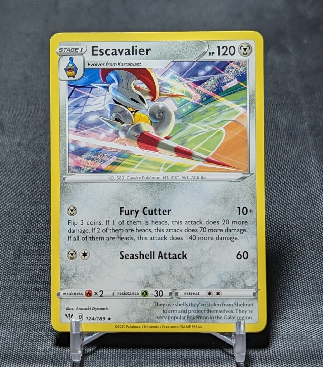 Escavalier Regular Rare Metal 2020 Pokemon TCG SWSH DARKNESS ABLAZE Card 124/189