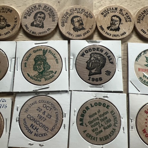 30 Mixed Different Wooden Nickels As Shown In Pictures. From 60s- 2000 VTG - Picture 6 of 24